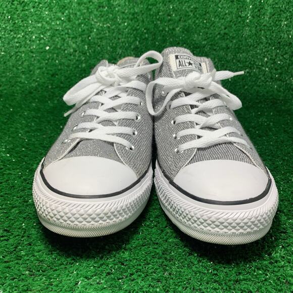 Converse All-Star Chuck Taylor Silver Glitter Low Sneakers 549679F Womens 10 US - Picture 4 of 9